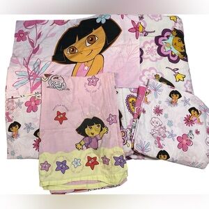 DORA THE EXPLORER ✨ Y2K twin bedding set pink comforter pillowcase and sheets